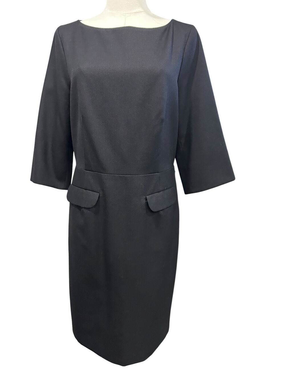 Vintage Pendleton Black Virgin Wool Sheath Dress USA Petite 10 Quiet Luxury